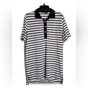 RLX Ralph Lauren Golf Polo Men’s Medium – White Navy Stripe Shirt